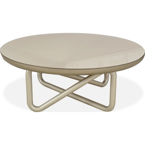 Linea Coffee Table in Champagne Gold Glass & Metal